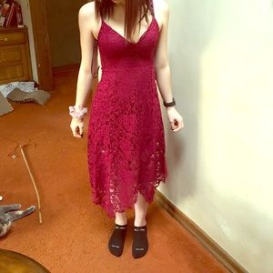 Lace red dress